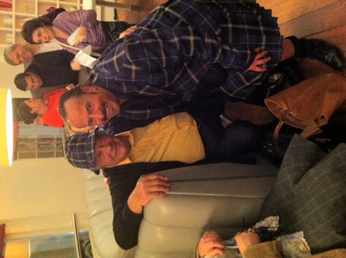 Antonio Carluccio wears his Italian National Tartan hat while chatting to Mike Lemetti at the launch of his new book in London Sept 2012